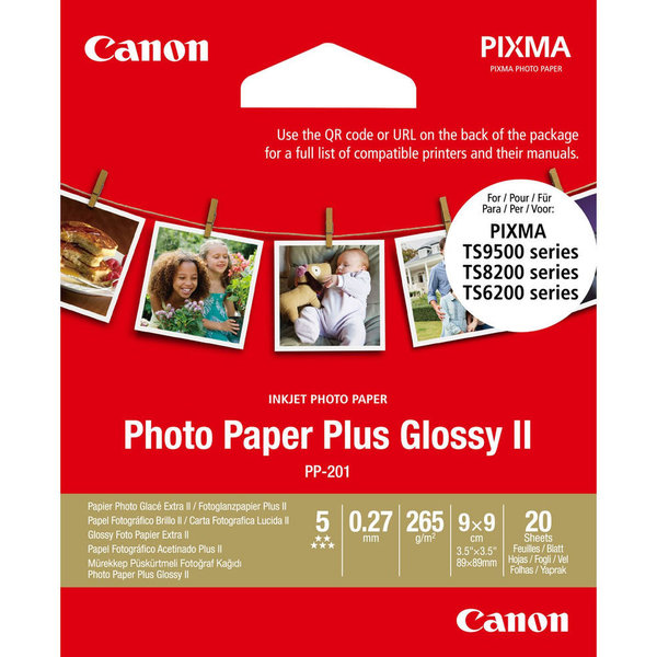 Glänzendes Photopapier Canon Plus Glossy II 9 x 9 cm