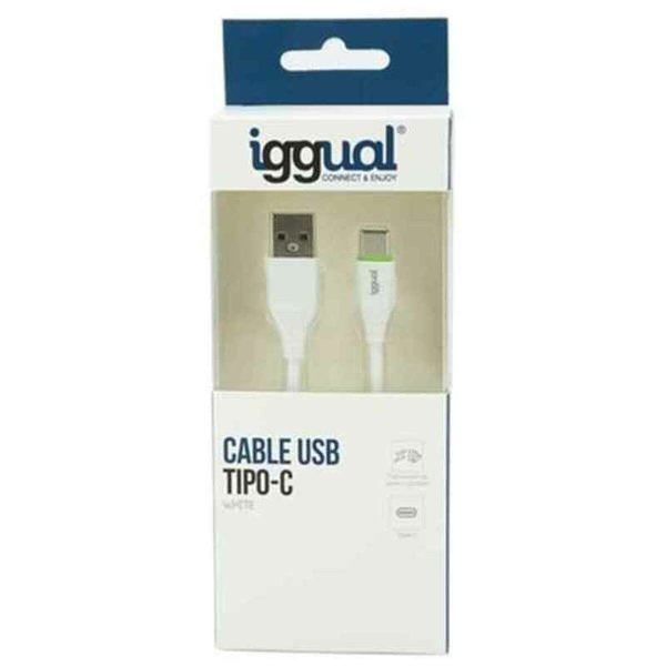 USB A zu USB-C-Kabel iggual IGG316948 1 m Weiß
