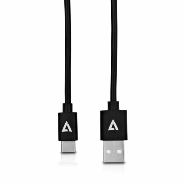 USB A zu USB-C-Kabel V7 V7U2AC-2M-BLK-1E     Schwarz