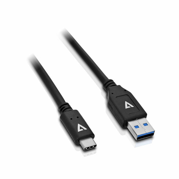 USB A zu USB-C-Kabel V7 V7U2C-1M-BLK-1E      Schwarz 1 m
