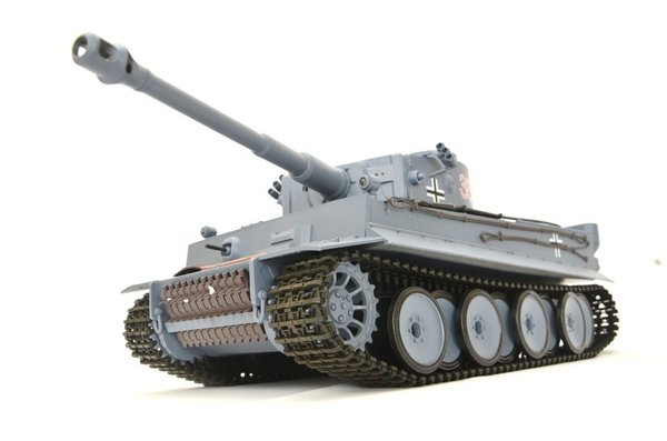 RC Panzer "German Tiger I" Heng Long 1:16 Grau, Rauch&Sound+Stahlgetriebe und 2,4Ghz -V 7.0