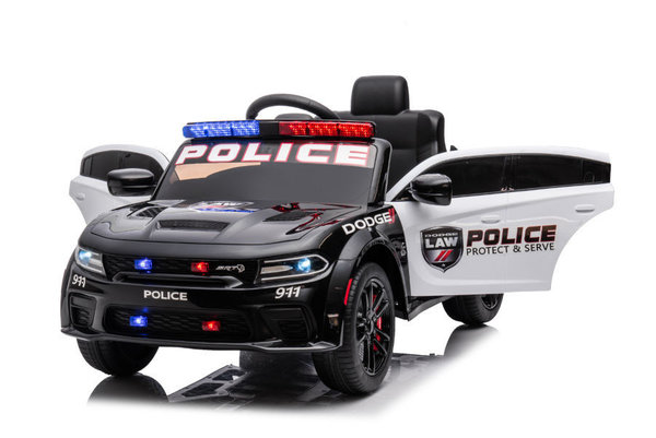 Kinderfahrzeug - Elektro Auto "Dodge Polizei" lizenziert - 12V Akku,2 Motoren- 2,4Ghz + Ledersitz, M